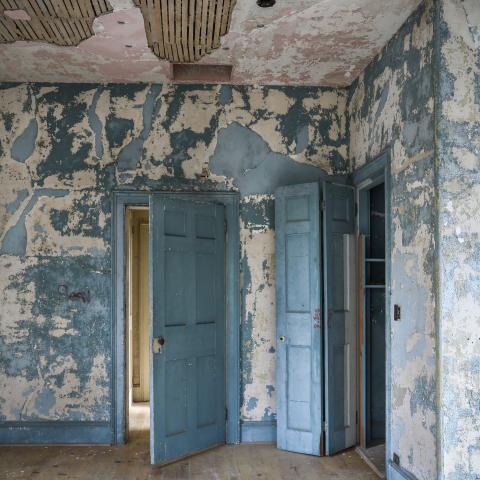 mansion, estate, distressed, empty room, staircase, porch, 