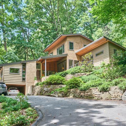 suburban, contemporary, garden, stone, Asheville, 