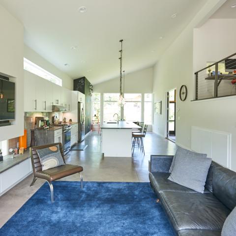 modern, contemporary, Asheville, fireplace, kitchen, 