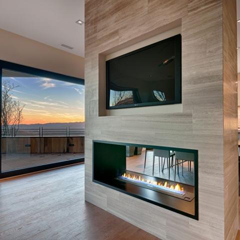 modern, glass, light, kitchen, bathroom, fireplace, 