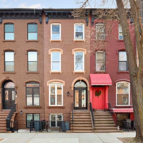 brownstone, townhouse, bohemian, eclectic, staircase, deck, kitchen, 