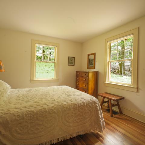 cabin, log house, lake, water, 