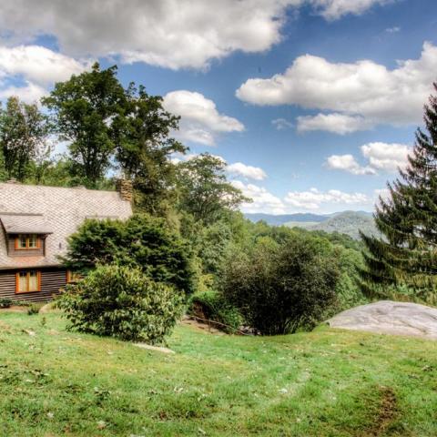 log house, cabin, stone, water, rural, Asheville, 