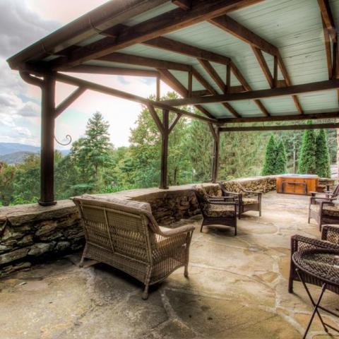 log house, cabin, stone, water, rural, Asheville, 