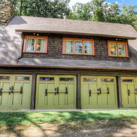 log house, cabin, stone, water, rural, Asheville, 