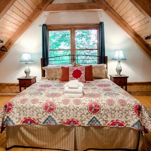 log house, cabin, stone, water, rural, Asheville, 