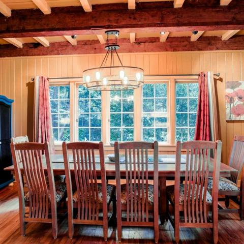 log house, cabin, stone, water, rural, Asheville, 