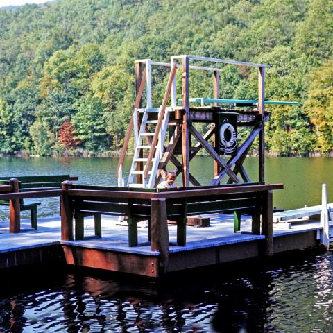 cabin, log house, lake, water, 