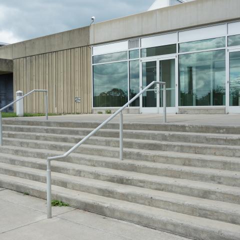 concrete, modern, museum, water, staircase, industrial, 