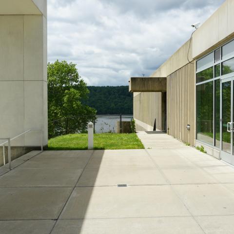 concrete, modern, museum, water, staircase, industrial, 