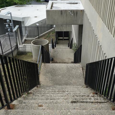 concrete, modern, museum, water, staircase, industrial, 