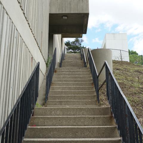 concrete, modern, museum, water, staircase, industrial, 