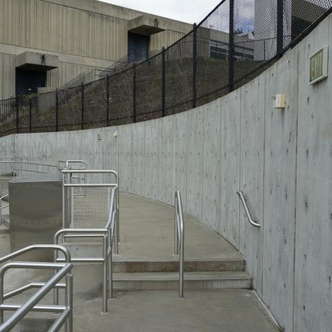 concrete, modern, museum, water, staircase, industrial, 