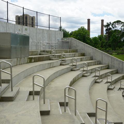 concrete, modern, museum, water, staircase, industrial, 