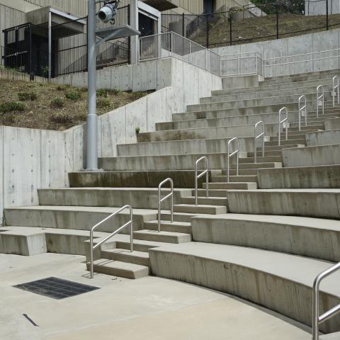 concrete, modern, museum, water, staircase, industrial, 