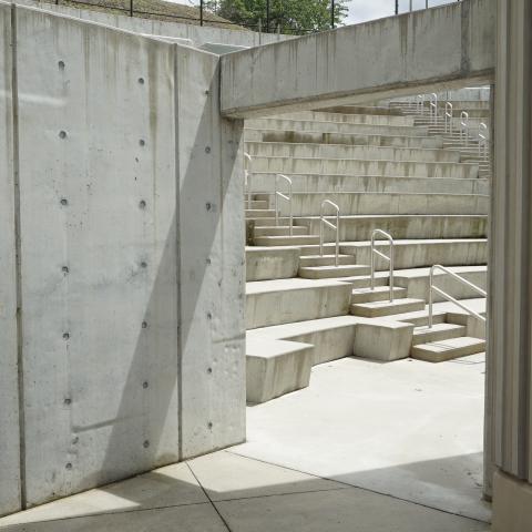 concrete, modern, museum, water, staircase, industrial, 