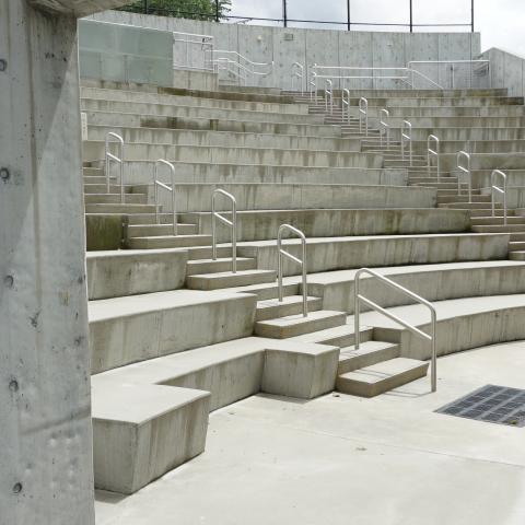 concrete, modern, museum, water, staircase, industrial, 