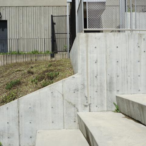 concrete, modern, museum, water, staircase, industrial, 