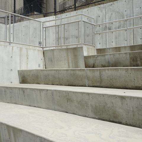 concrete, modern, museum, water, staircase, industrial, 