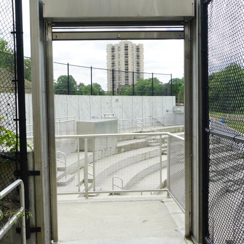 concrete, modern, museum, water, staircase, industrial, 