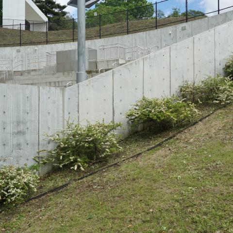 concrete, modern, museum, water, staircase, industrial, 