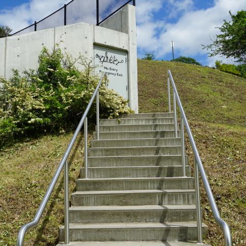 concrete, modern, museum, water, staircase, industrial, 