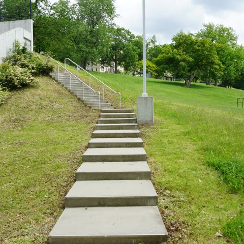 concrete, modern, museum, water, staircase, industrial, 