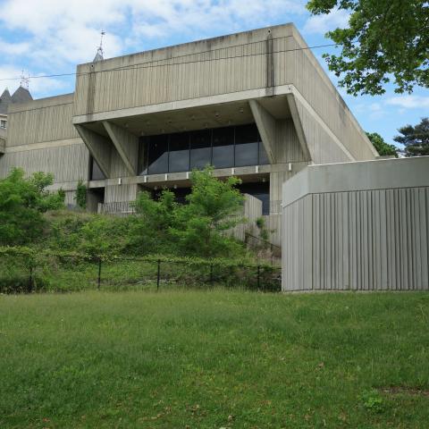 concrete, modern, museum, water, staircase, industrial, 