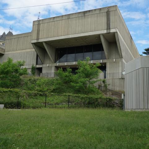 concrete, modern, museum, water, staircase, industrial, 