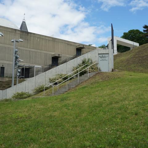 concrete, modern, museum, water, staircase, industrial, 