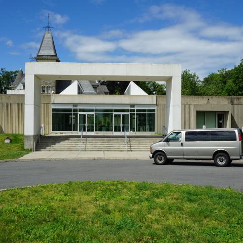 concrete, modern, museum, water, staircase, industrial, 