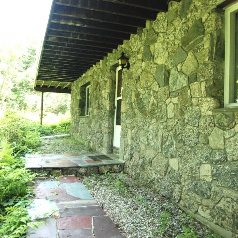 funky, stone, wood, kitchen, deck, patio, fireplace, 