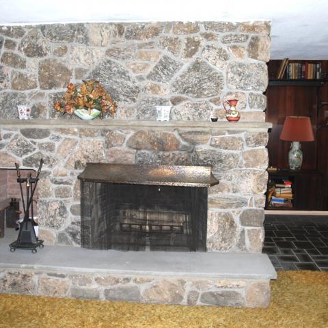 funky, stone, wood, kitchen, deck, patio, fireplace, 