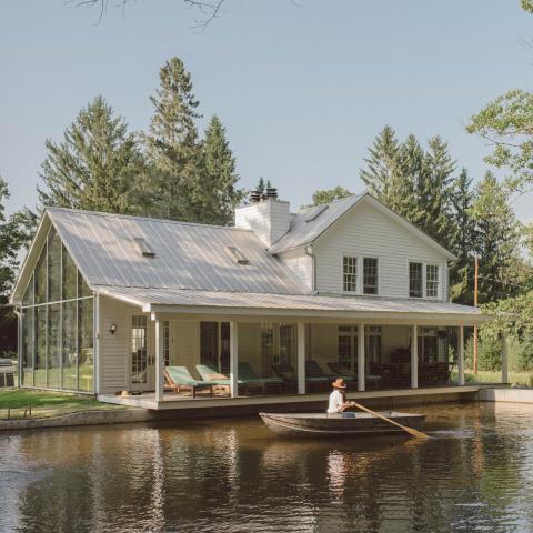 farmhouse, modern, contemporary, rural, glass, barn, water, 