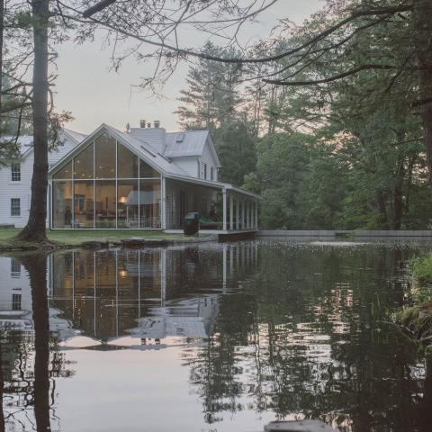 farmhouse, modern, contemporary, rural, glass, barn, water, 