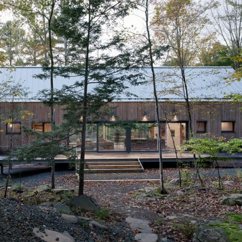 modern, contemporary, wooded, wood, deck, glass, rural, 