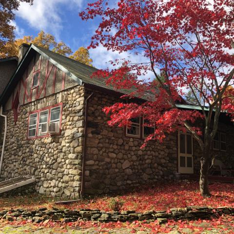 rustic, rural, stone, lake, fireplace, porch, 