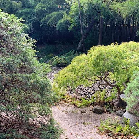 garden, zen, bridge, wooded, 