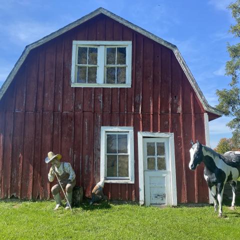 horse, farm, barn, stable, rural, field, lake, 