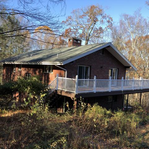 funky, stone, wood, kitchen, deck, patio, fireplace, 