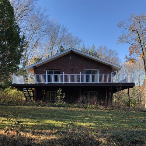 funky, stone, wood, kitchen, deck, patio, fireplace, 