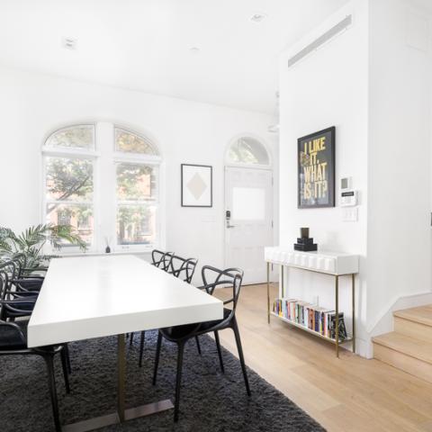 brownstone, townhouse, kitchen, light, airy, modern, bathroom, terrace, 