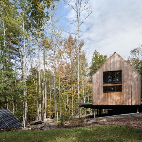 modern, contemporary, wooded, wood, deck, glass, rural, 