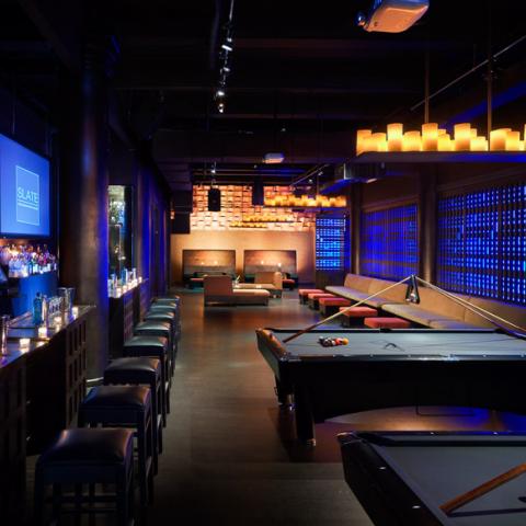 bar, lounge, pool table, contemporary, 