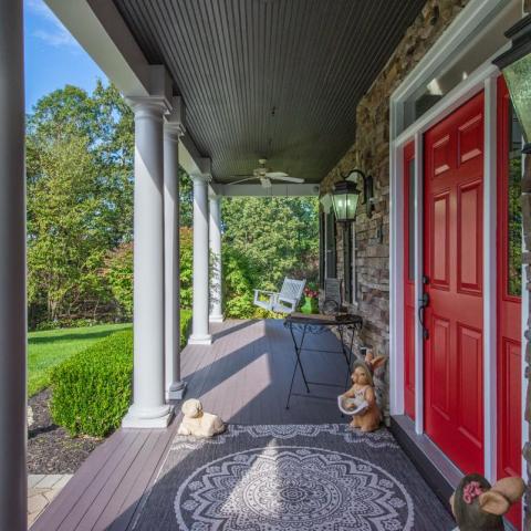 staircase, fireplace, pool, deck, patio, garden, kitchen, porch, contemporary, 