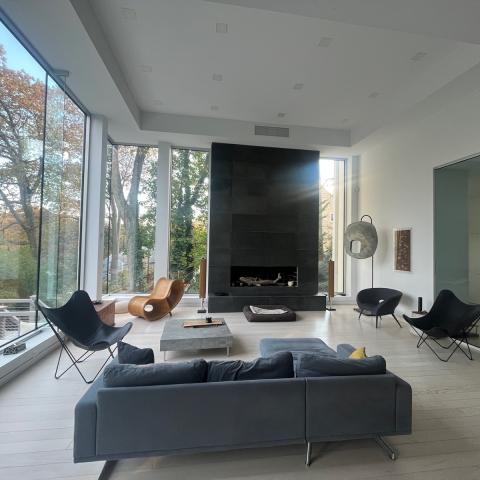 modern, light, airy, clean, fireplace, 