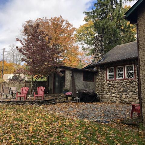 rustic, rural, stone, lake, fireplace, porch, 