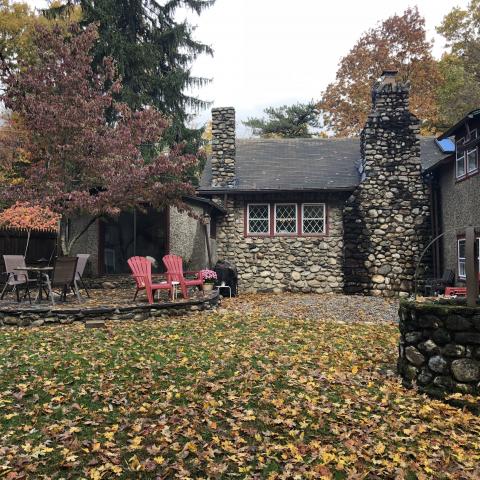 rustic, rural, stone, lake, fireplace, porch, 