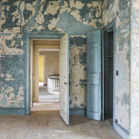 mansion, estate, distressed, empty room, staircase, porch, 