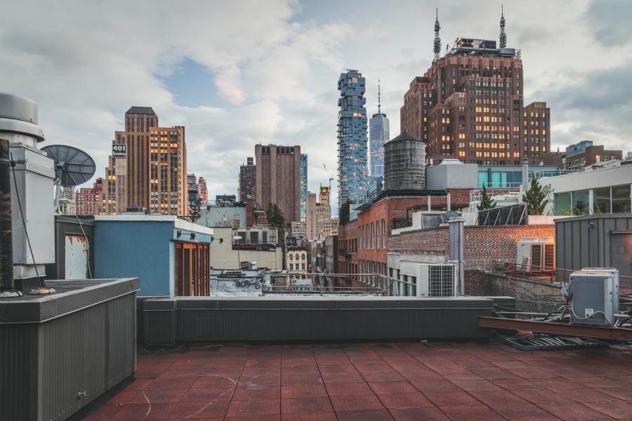 loft, apartment, kitchen, light, bathroom, rooftop, city view, 